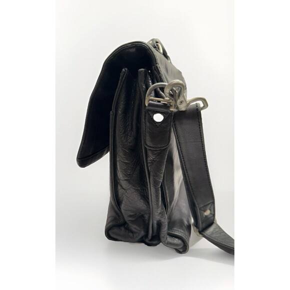 Kenneth Cole Black Leather Briefcase Laptop Bag Removable Crossbody Strap - Picture 15 of 16